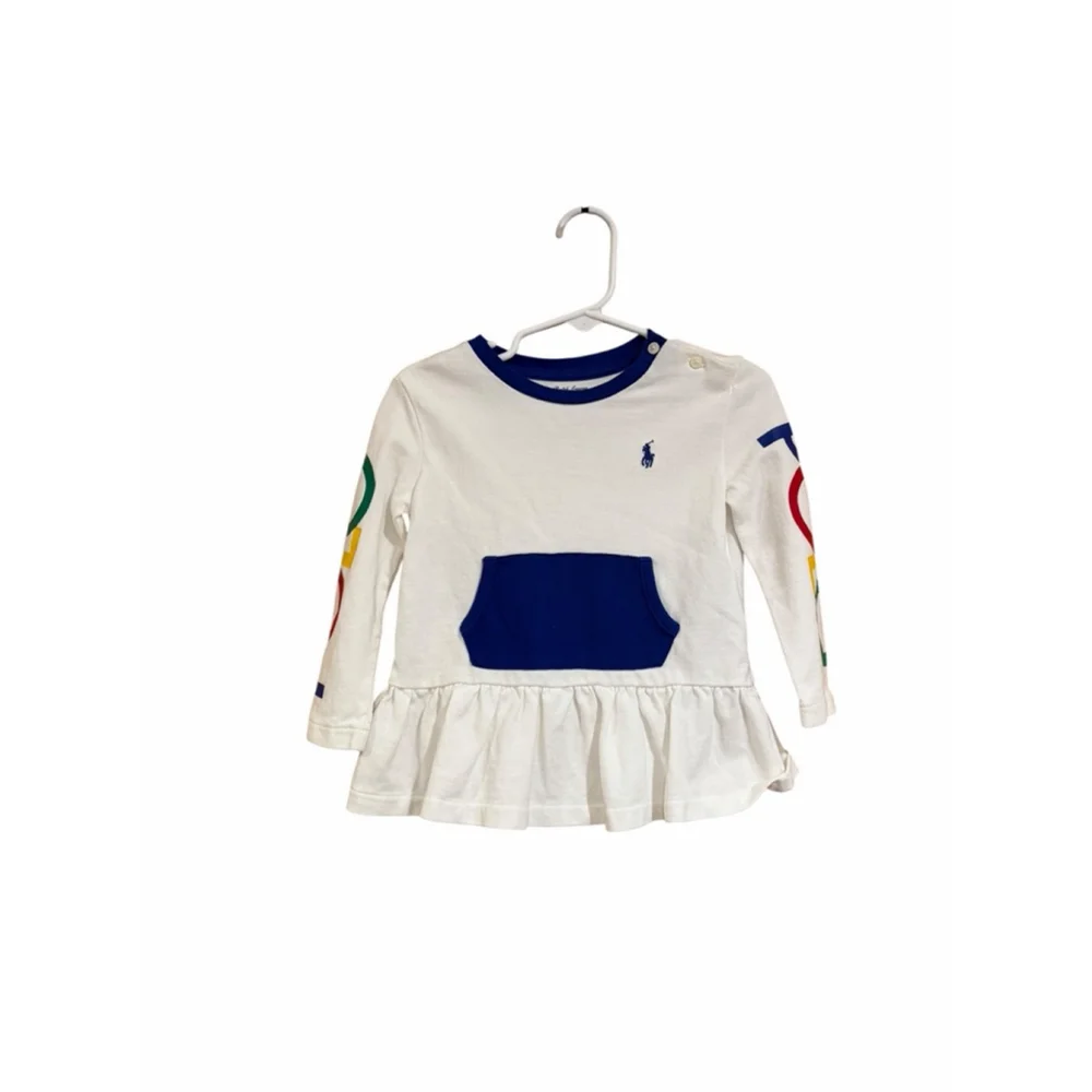 Ralph Lauren Baby Top 18M Polo Colorblock Pocket Logo Preppy Girls